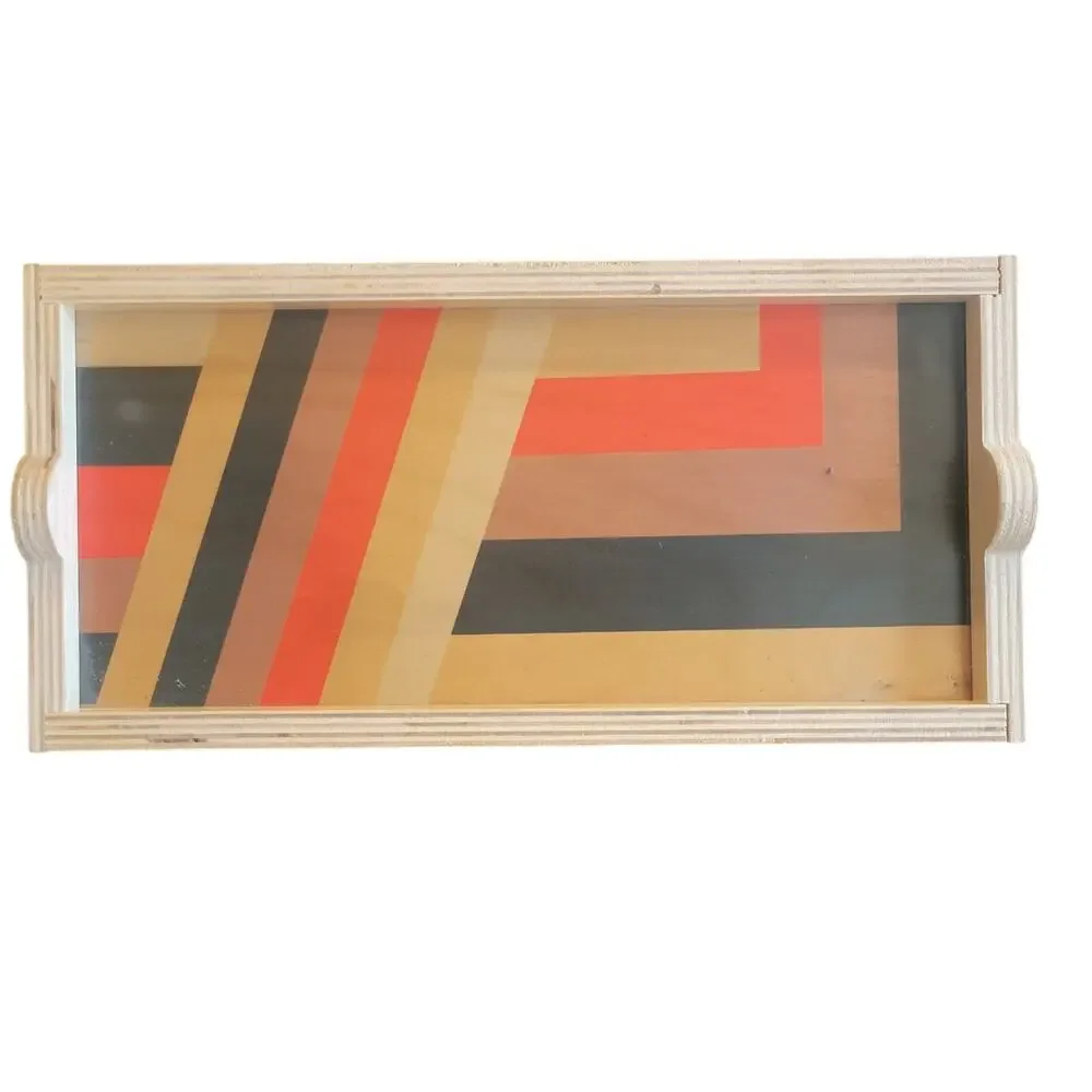 Wolfum Studio Alma Mini Tray Wood Catchall Green Red NWOT